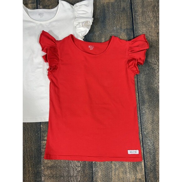 Merce & Me Girls Size 14 Bundle Of Flutter Sleeve Tees! Red, White! PLAY! - Picture 2 of 16